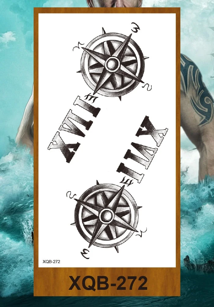 Temporary Tattoo Sticker Men Women Body Fake Tatoo Mechanical Robotic Arm Photorealistic Steampunk Astronaut Compass