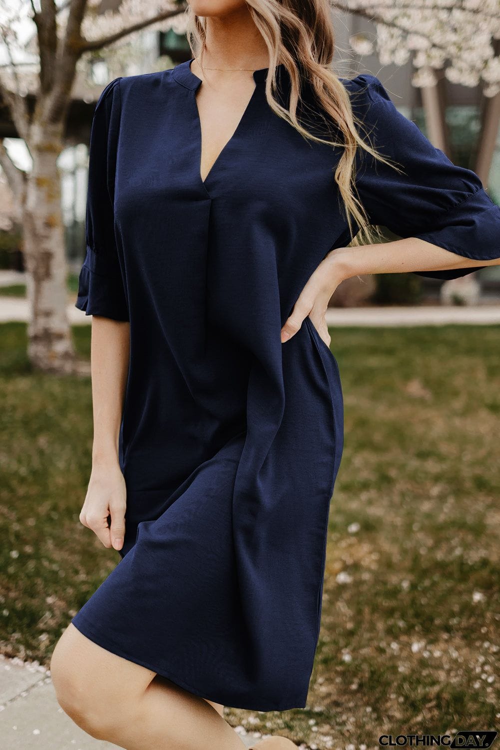 Ruffled Sleeve Shift Dress