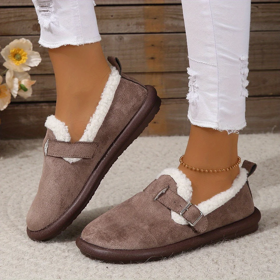 🔥LAST DAY 50% OFF -WOMEN'S PLUSH ROUND TOE SLIP-ON FLATS-BUY 2 FREE SHIPPING