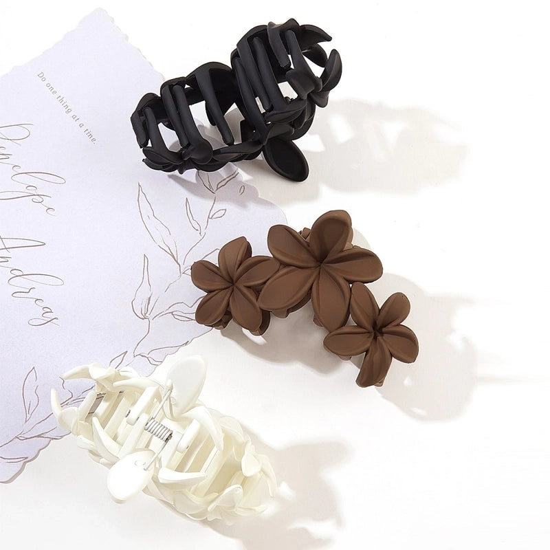 Design Frosted Artificial Flowers Hair Styling Clip Three Flowers Hair Claw Back Head Hair Volume Multi-Plate Hair Clip