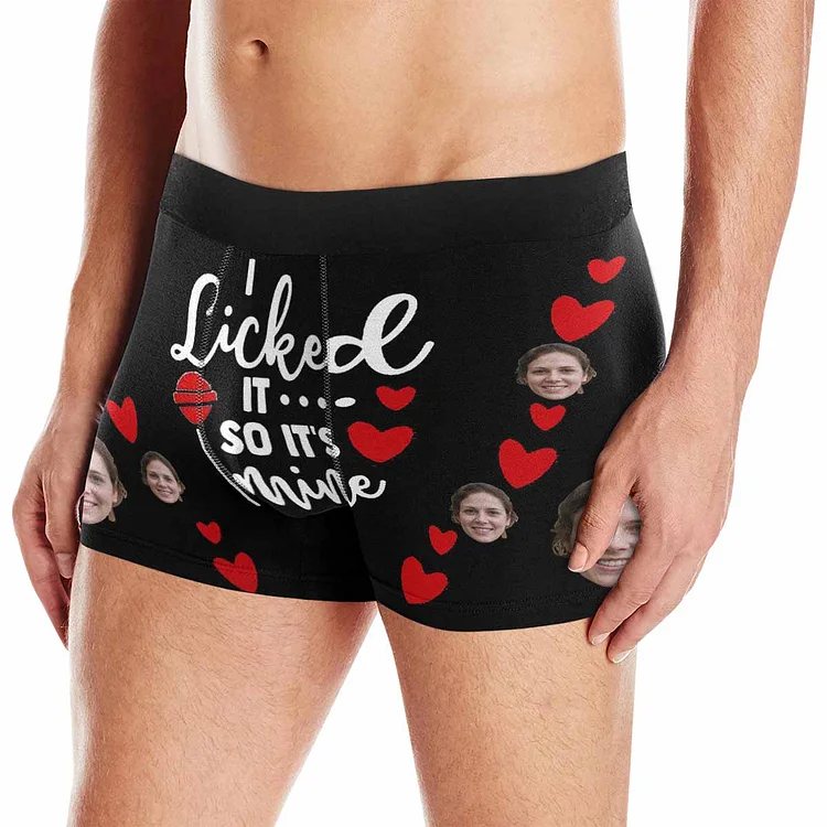 Custom Couple Matching Lingerie Briefs I Licked It So It's Mine  Personalized Face Underwear For Couple Valentine's Day Gift