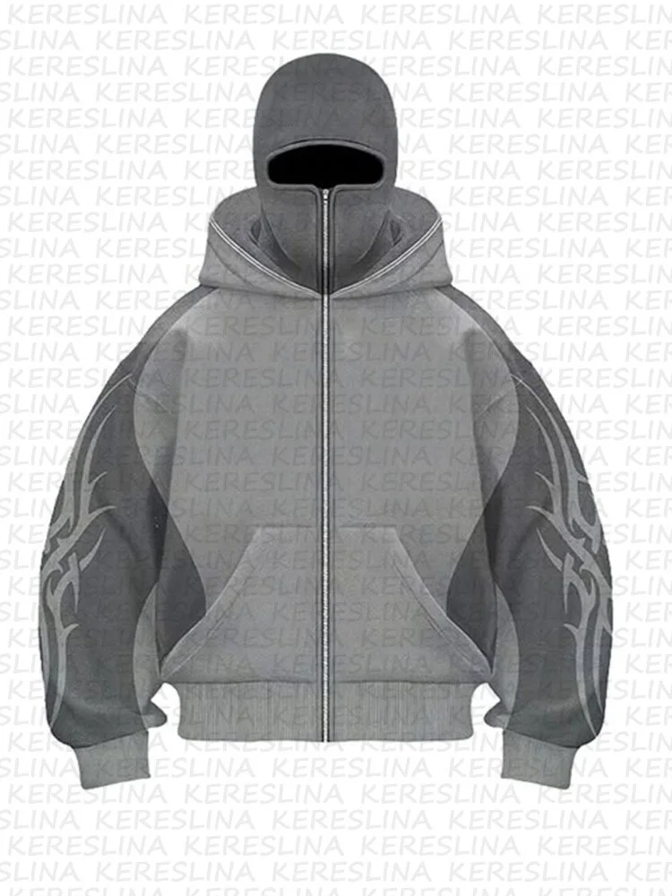 Athvotar Athvotar Street Color Double Hat Design Letter Hooded Cardigan Autumn And Winter Loose Y2K Sweater Set