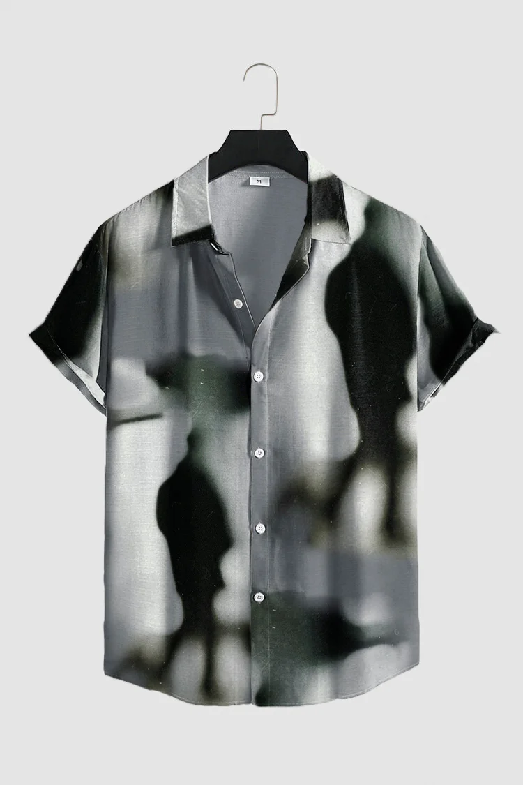 Tiboyz Grey Abstract Figure Short Sleeve Shirt