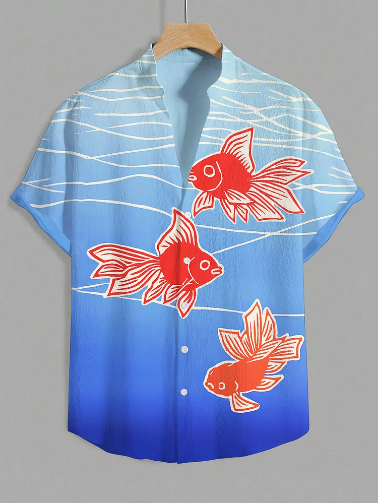 Men's Goldfish Printed Short Sleeve Shirt