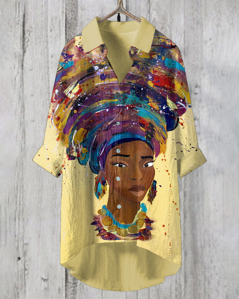 Peace Women's Oil Painting Long-Sleeved Blouses