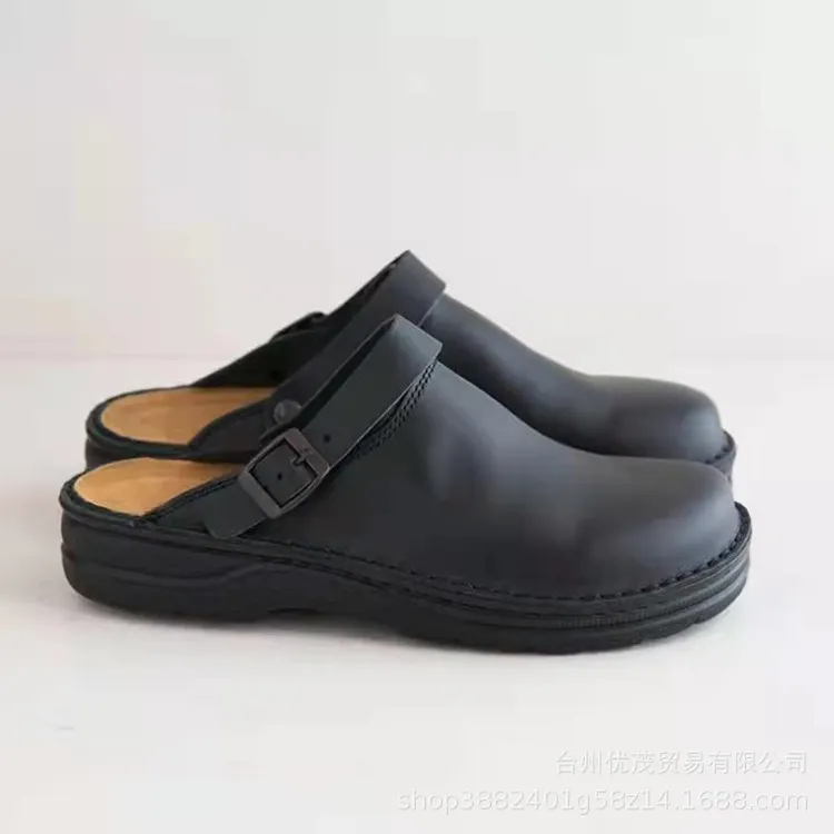 Breakj Breakj Men's Thick-Bottomed Back Empty Sandals Shallow Mouth Round Head Casual Large-Size Men's Sandals Slippers
