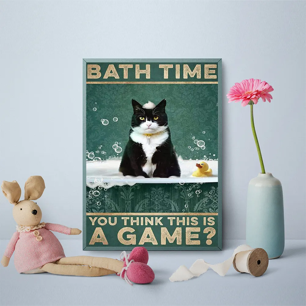 Full Round Diamond Painting 40*50cm - Cow Cat Poster