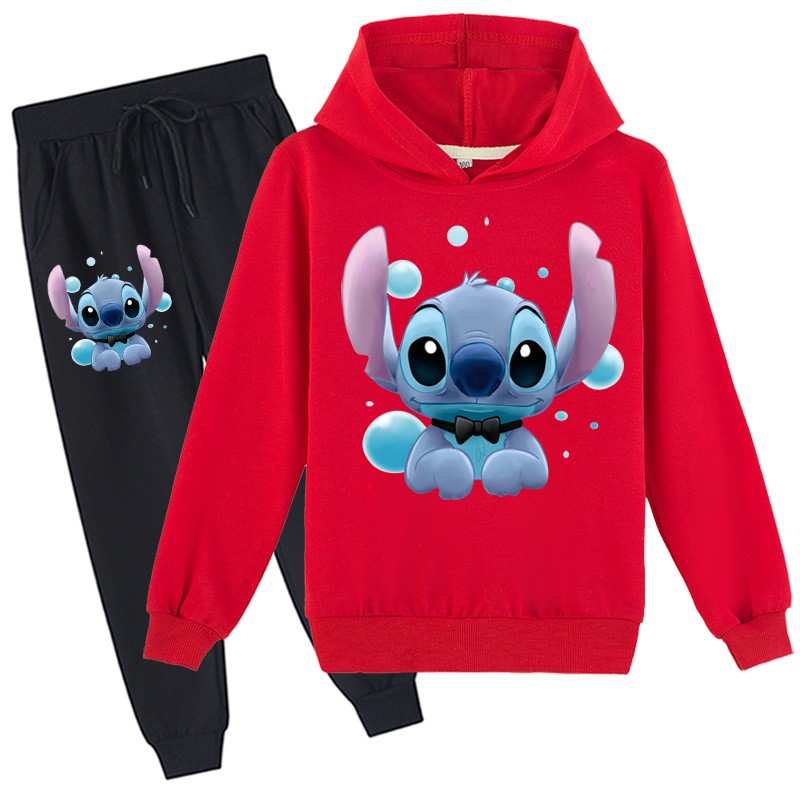 Mayoulove Stitch Long Sleeve Hoodie and Pants Set - Perfect for Disney Lovers and Cozy Days at Home - Kids' Clothing-Mayoulove