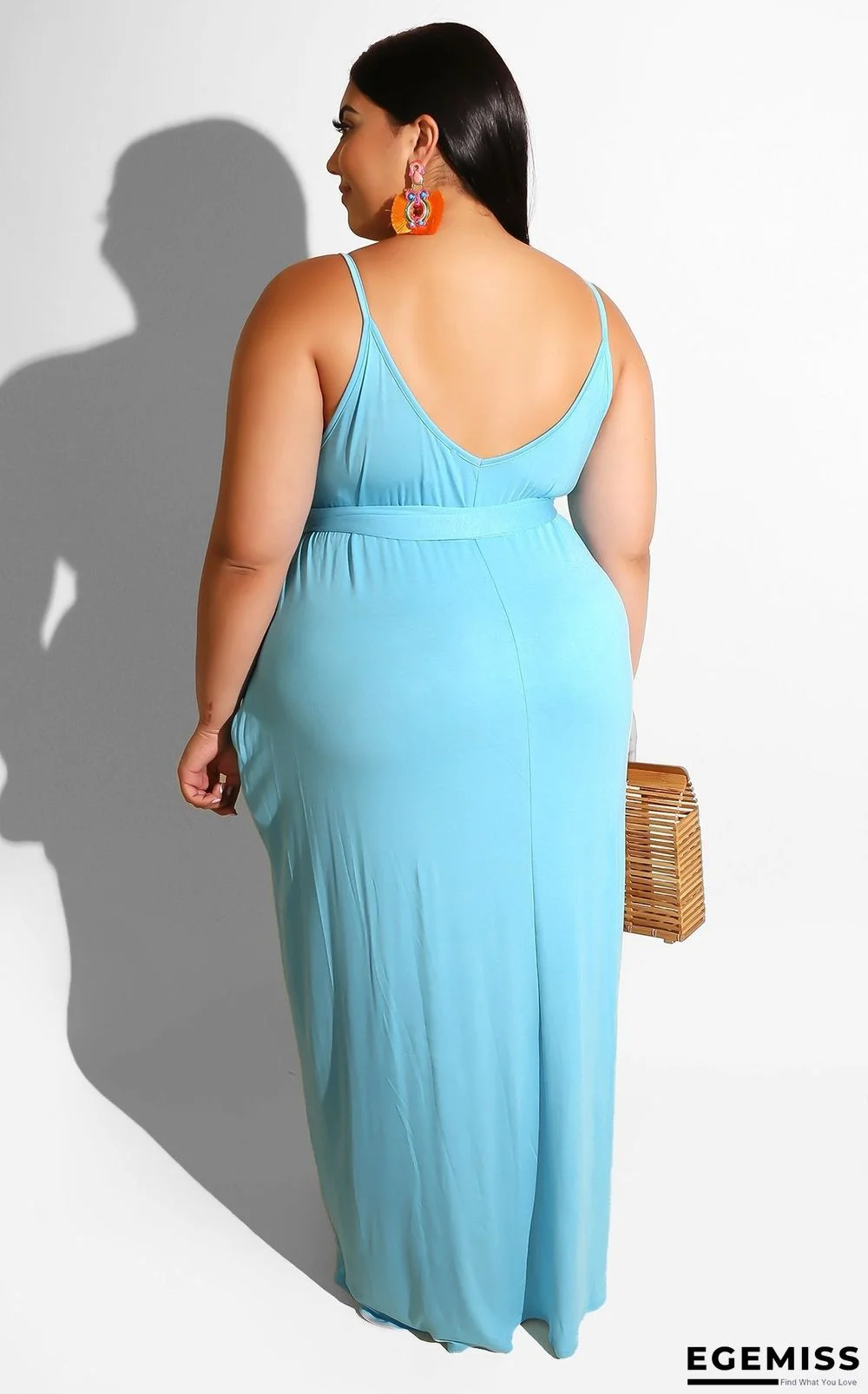 Casual Solid-colored Sling Dress Large Size Women's Wear Black Dresses | EGEMISS