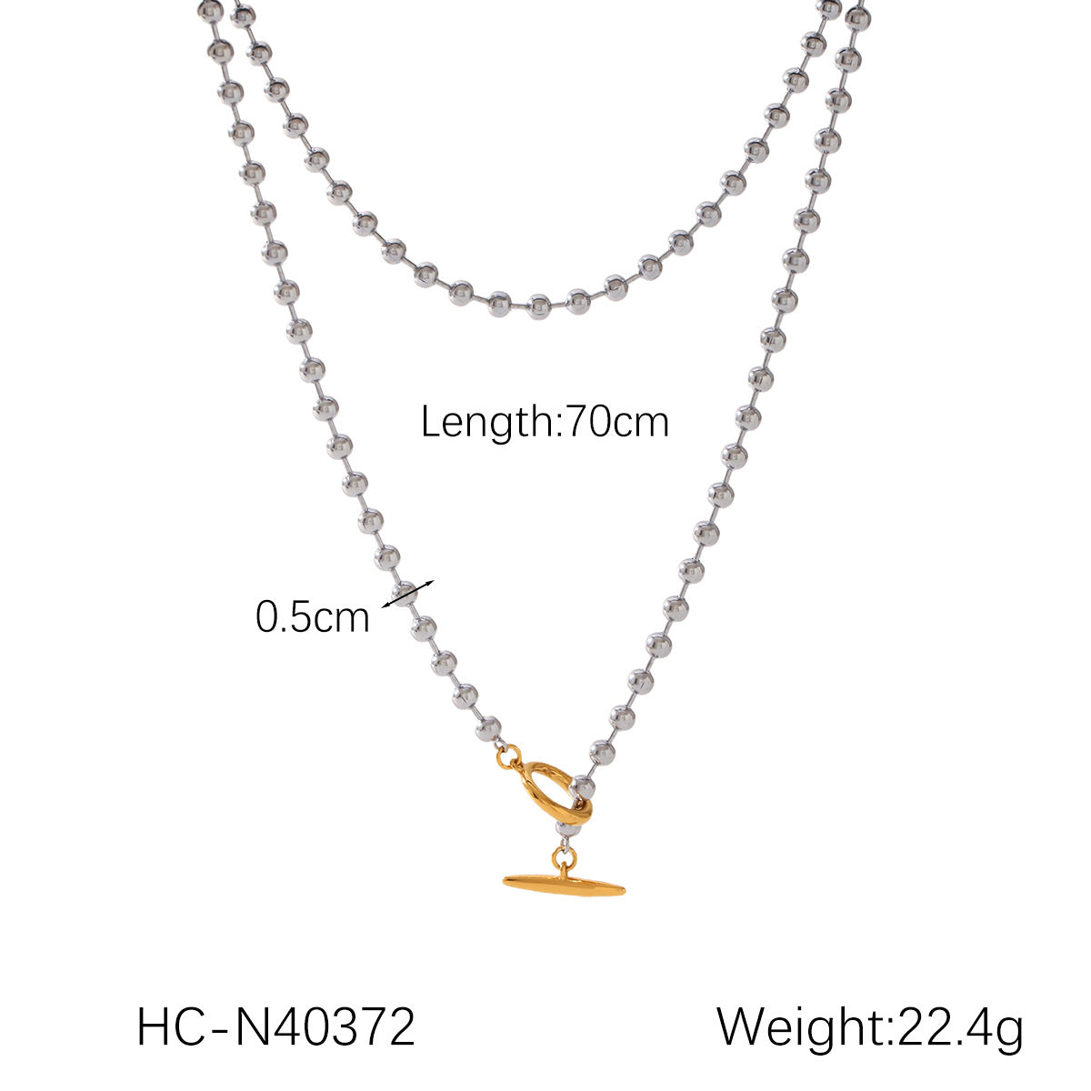 Color Matching Round Bead Necklace Tassel Y Chain 18K Gold Stainless Steel Clavicle Chain Titanium Steel Necklace