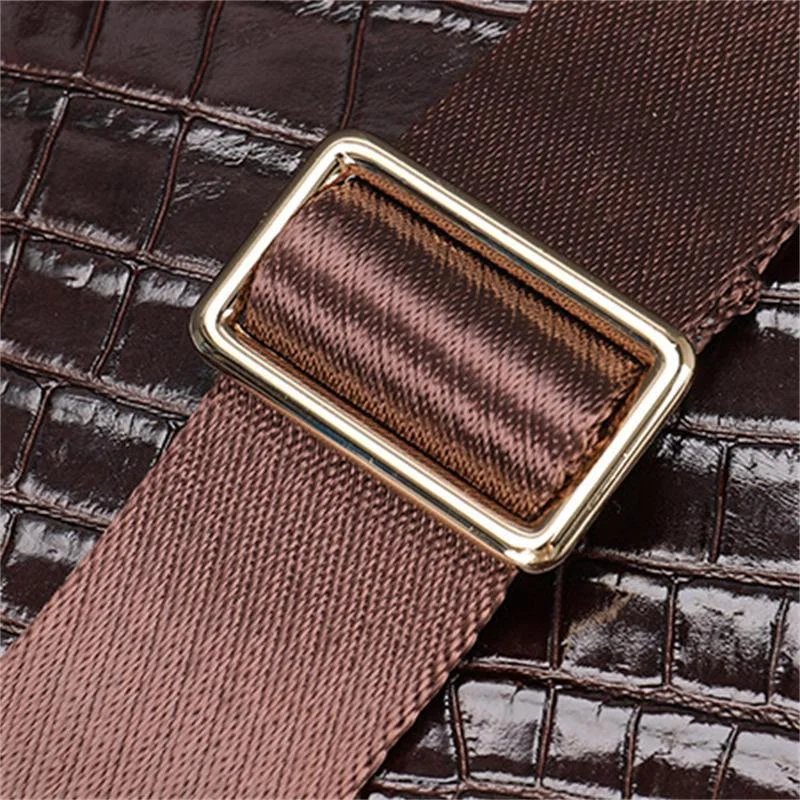 Men's Crocodile Pattern Shoulder Bag Leather Adjustable Shoulder Strap Business Crossbody Bag