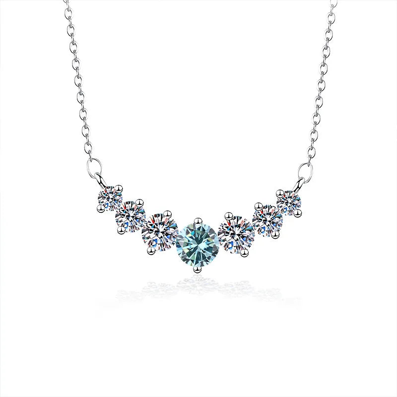 2.8 Karat VVS1-VVS2 925 Sterling Silver Moissanite None Inlay Round GRA Certificate Pendant Necklace