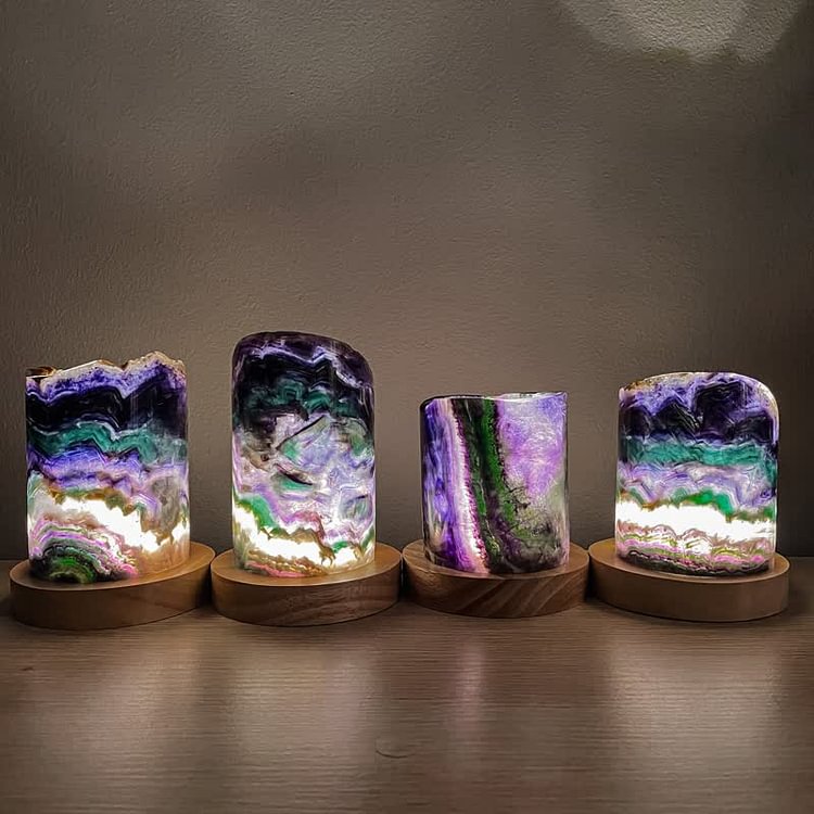 Natural Fluorite Cylinder Crystal Lamp