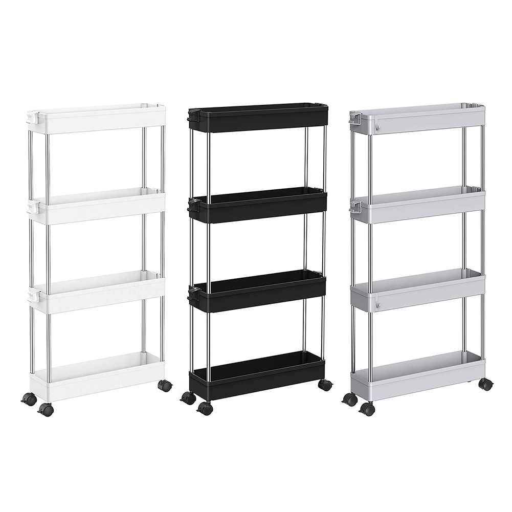 

Adjustable 4 Layer Storage Trolley Shelf Bathroom Kitchen Organizer Cart, White, 501 Original
