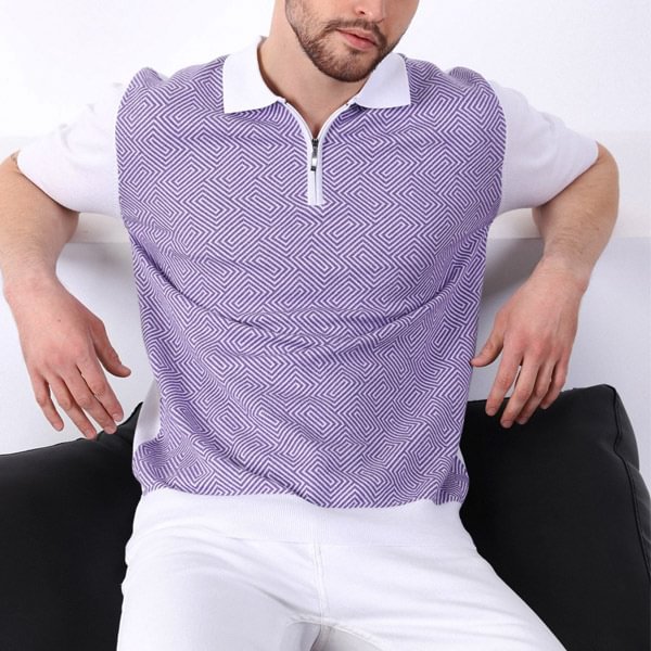 Vintage Zippered Mens Knit POLO Shirt-Compassnice®