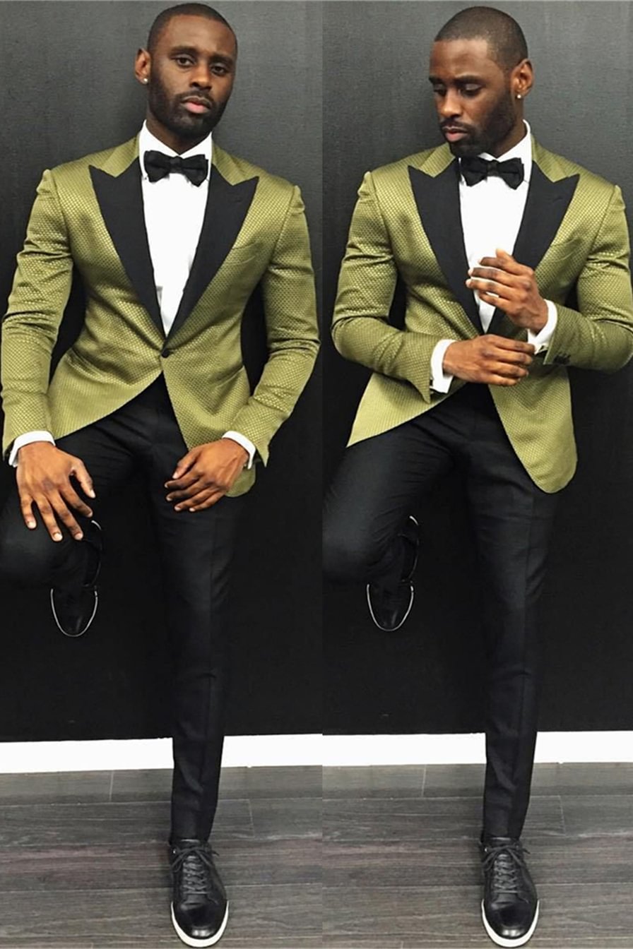 New Arrive One Button Bespoke Formal Dinner Prom Suit For Man With Black Peaked Lapel | Ballbellas Ballbellas