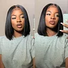Black Centre Parting Short Bob Hair Staight Wigs