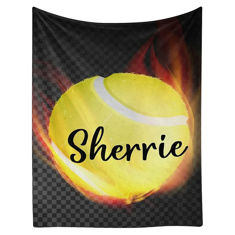 Tennis Ball Fire Personalized Blanket with Name Blankets for Men Women Birthday | BKKid627