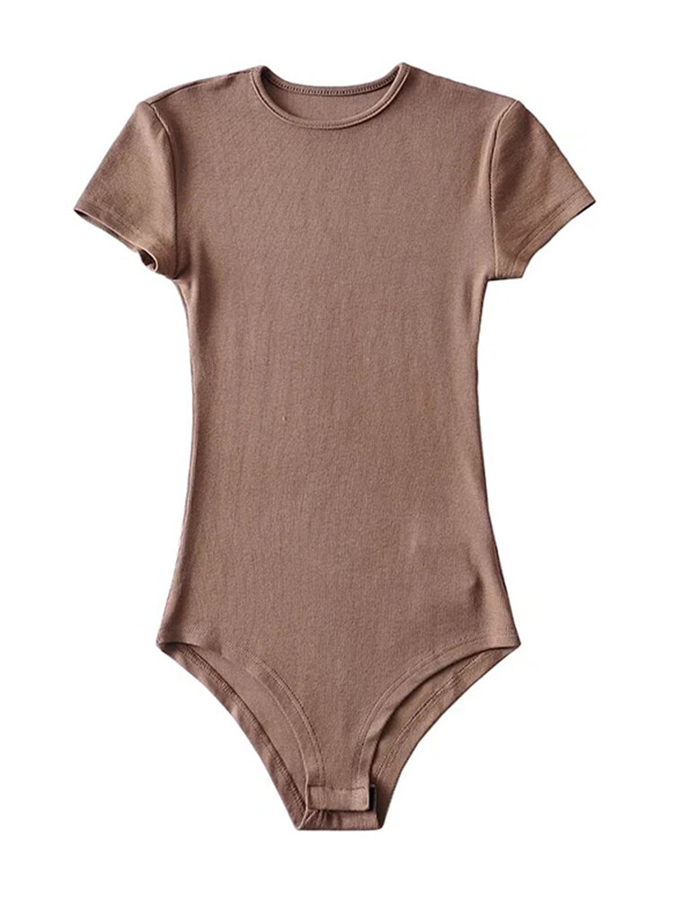 Summer Sexy Women Slim Short-Sleeve O-neck Tops Bodysuits Female Rompers Streetwear Jumpsuits