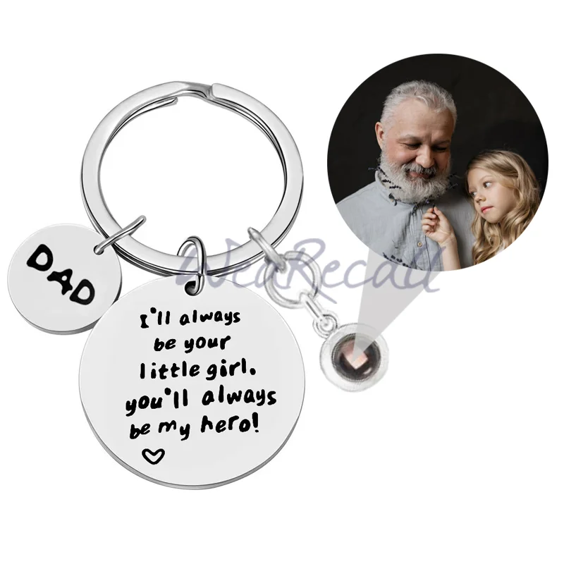 Best Father's Day Gift Projector Custom Personalized Circle Photo Keychain wetirmss