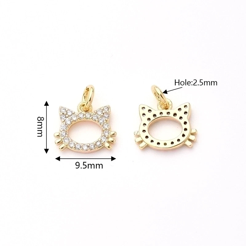 1 Pc/Package 8×9.5mm Hole 2~2.9mm Copper Zircon Rose Gold Plated White Gold Plated Gold Plated Cat Polished Pendant