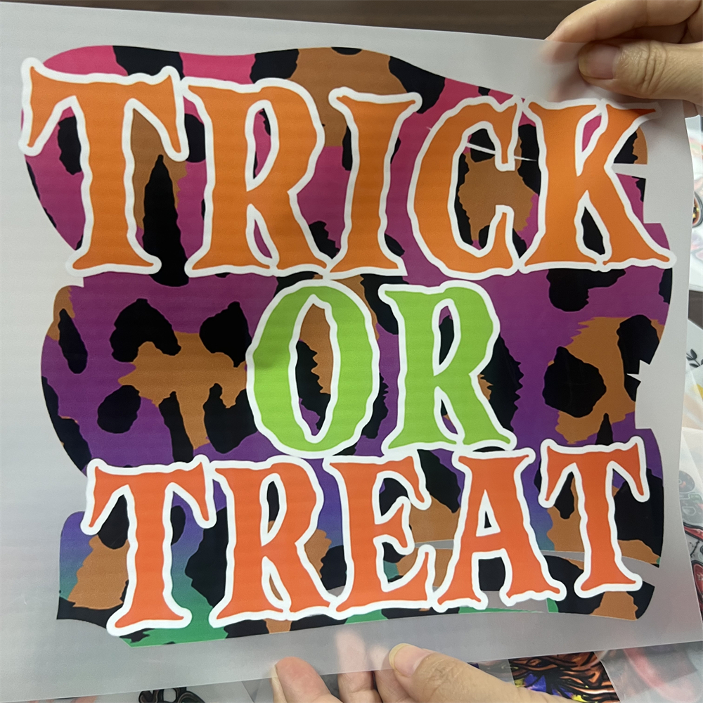 Trick or treat halloween new stock design mixed color vinyls stickers dtf print transfers