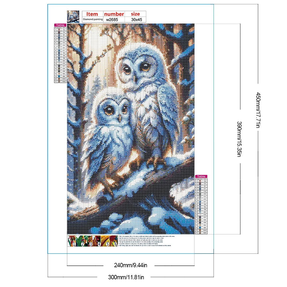 Full Round Diamond Painting 30*45cm - Owl