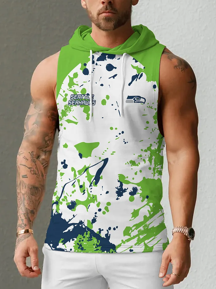 Seattle Seahawks Men's  Casual Comfy Sleeveless Hooded Tank Top