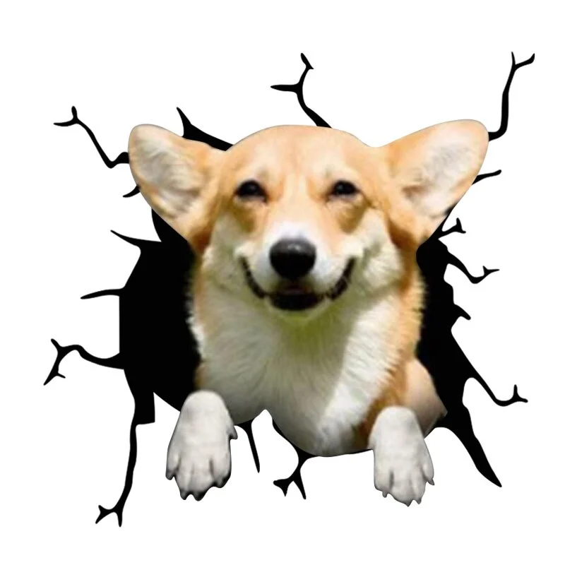 Electrostatic Glass Film Simulation Funny Car Window Sticker Dog Creative Broken Car Decorative Window Painting Waterproof