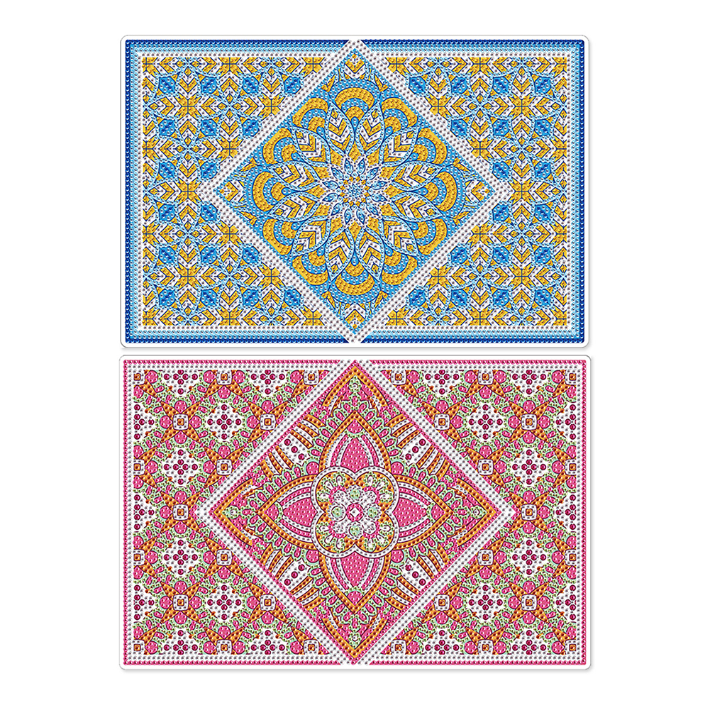 2Pcs Mandala Pattern Diamond Painting Placemat DIY Diamond Crafts Projects