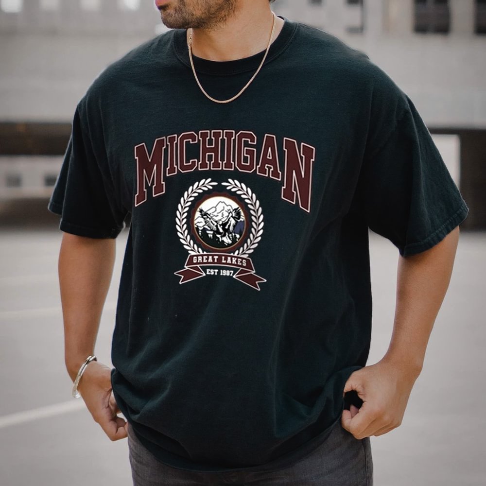 Michigan Print Sport Short Sleeve T-Shirt、、URBENIE