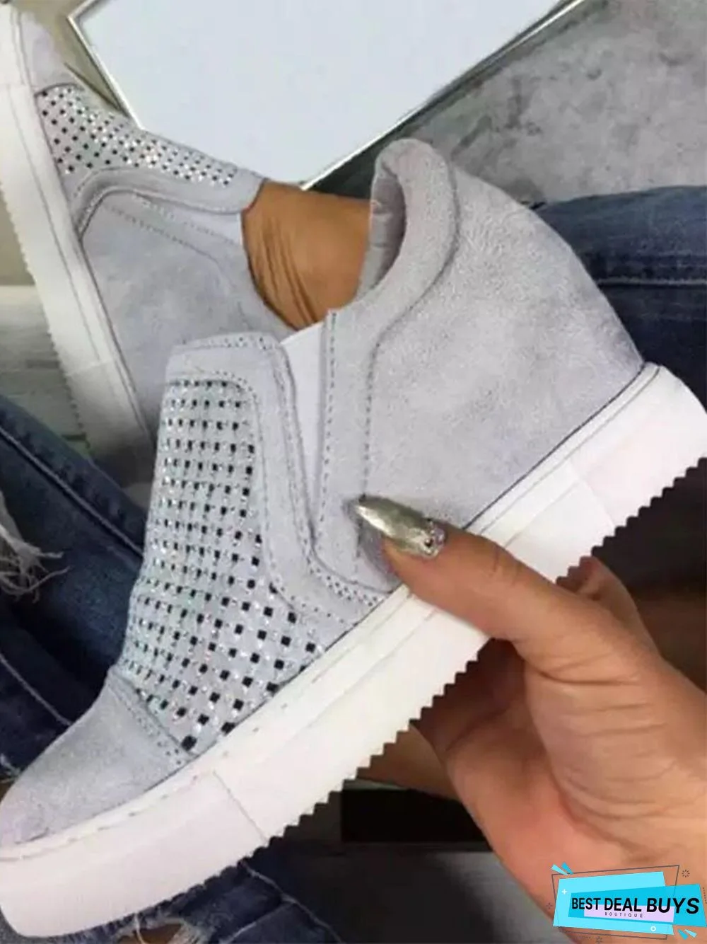 Lightweight Comfort Rhinestone Wedges Footwear