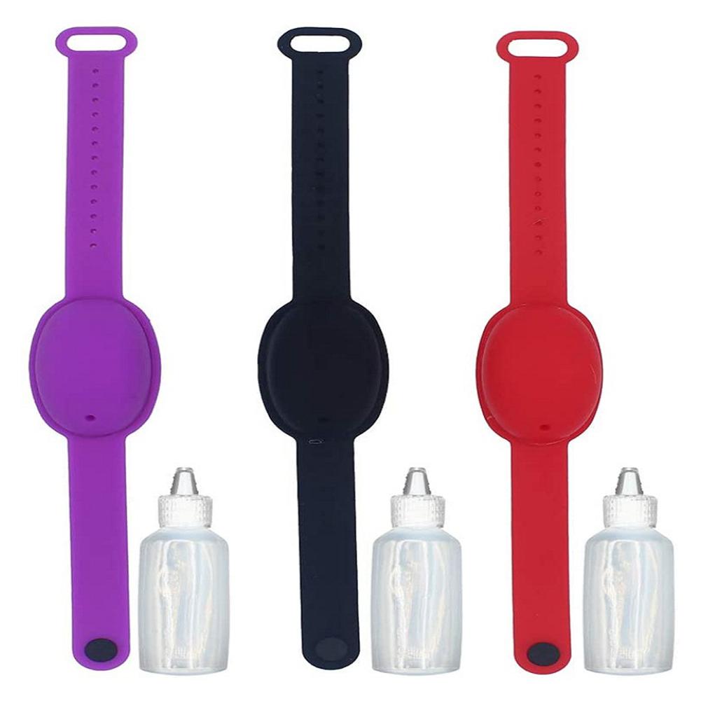 

3pcs/set Silicone Bracelet Hand Soap Dispenser Wristband Hands Sanitizer, Black+blue+pink, 501 Original