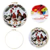 Chicken-DIY Embroidery Kit with Pattern Cotton Threads Needles Hoop 25*25cm/9.84*9.84in
