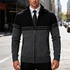 💥2025 New Arrivals!Casual Men's Slim Fit Stand Collar Color Block Fleece-Lined Knit Cardigan Sweater Autumn and Winter Thick Fleece-Lined Stylish Cardigan Sweater