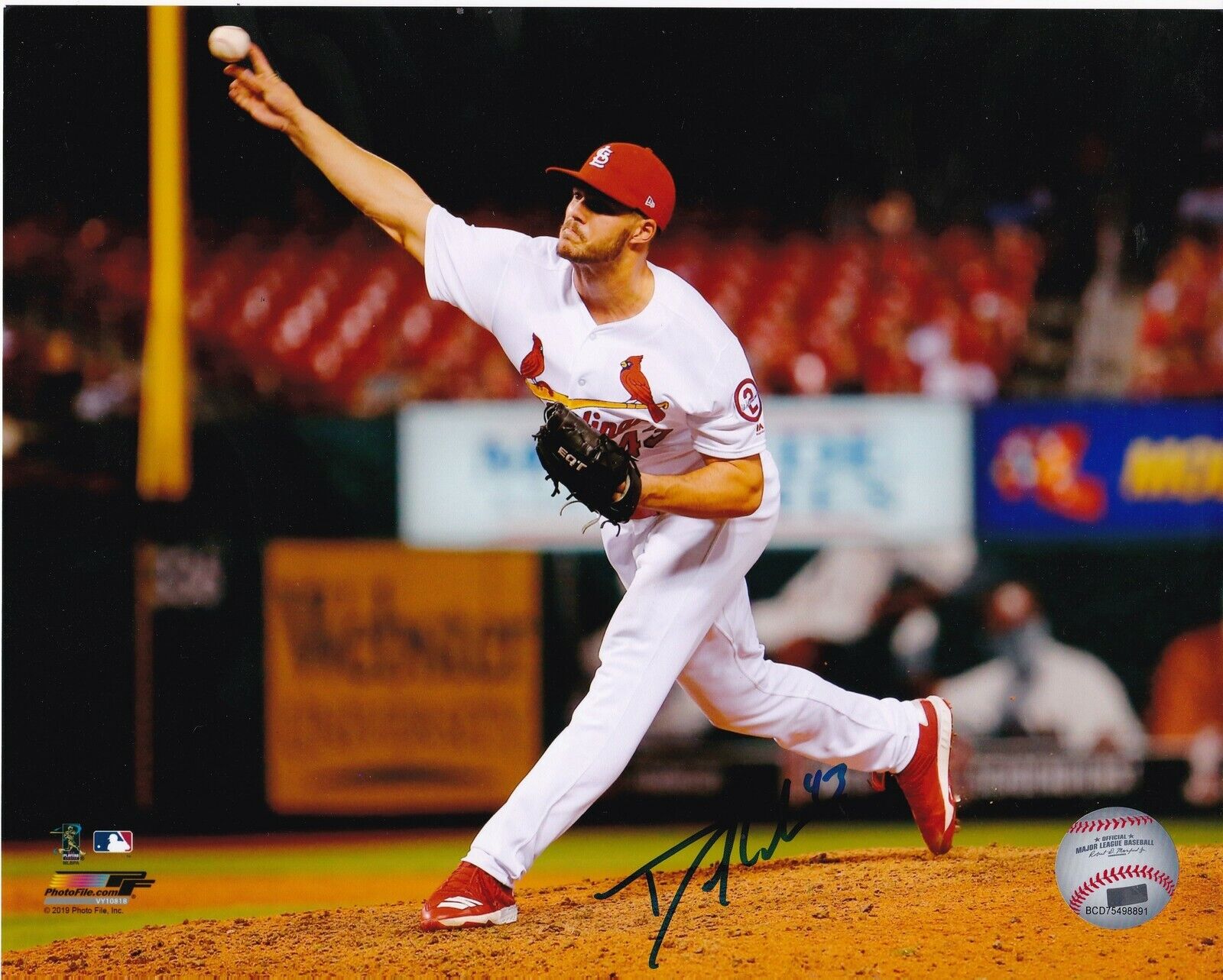 DAKOTA HUDSON ST. LOUIS CARDINALS ACTION SIGNED 8x10