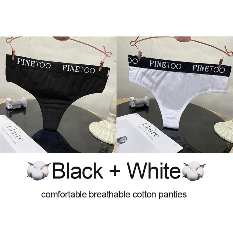 2PCS/Set Cotton Lingerie Women's Underwear Panties Sexy Thong Underpants Female Briefs Intimates G-String Pantys Cotton Panties