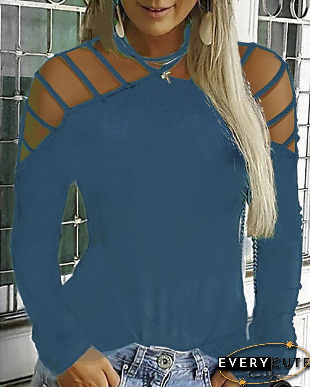 Women's Plus Size T-shirt Solid Colored Sexy Long Sleeve Halter Neck Tops Basic Top Black Blue Wine-829