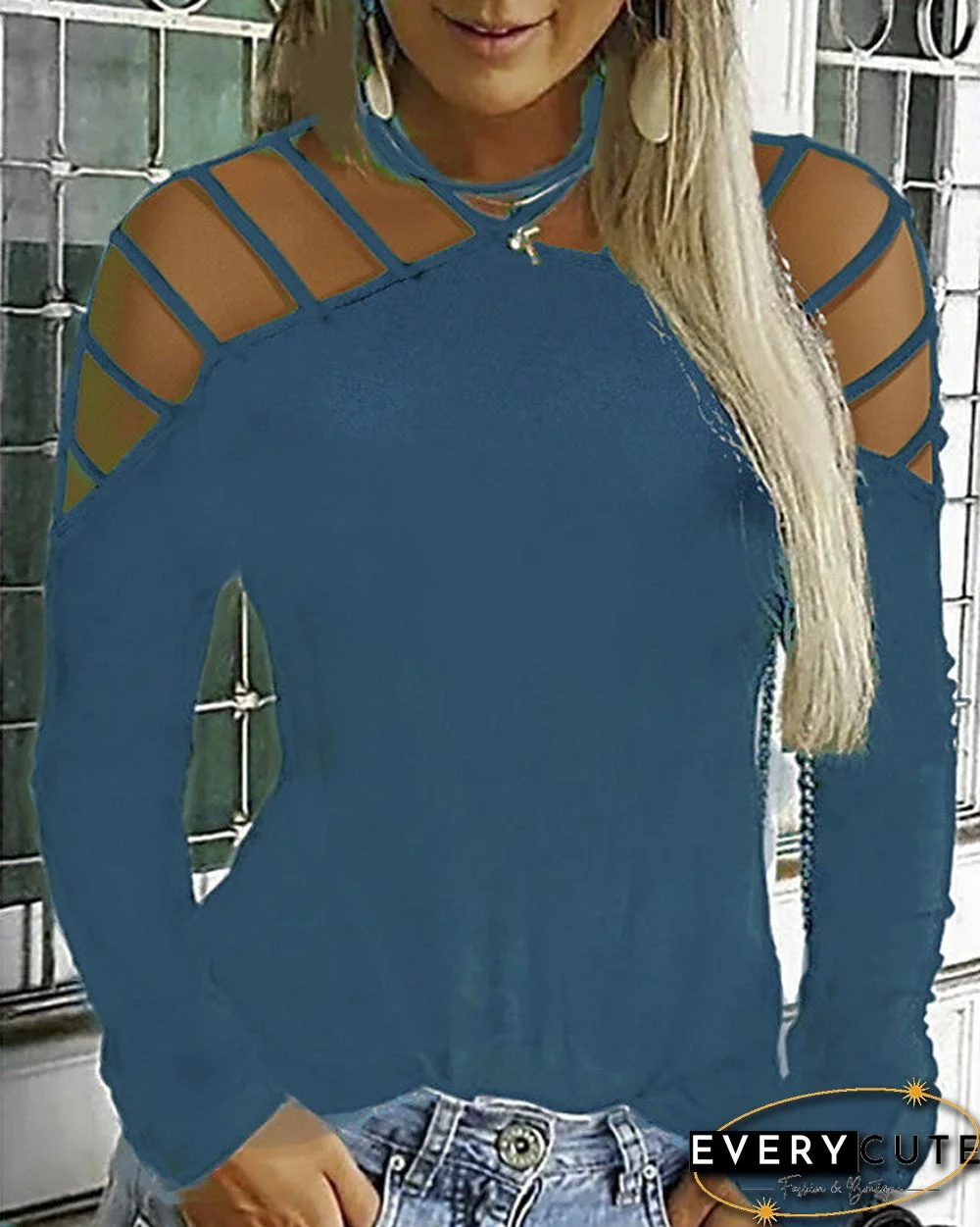 Women's Plus Size T-shirt Solid Colored Sexy Long Sleeve Halter Neck Tops Basic Top Black Blue Wine-829