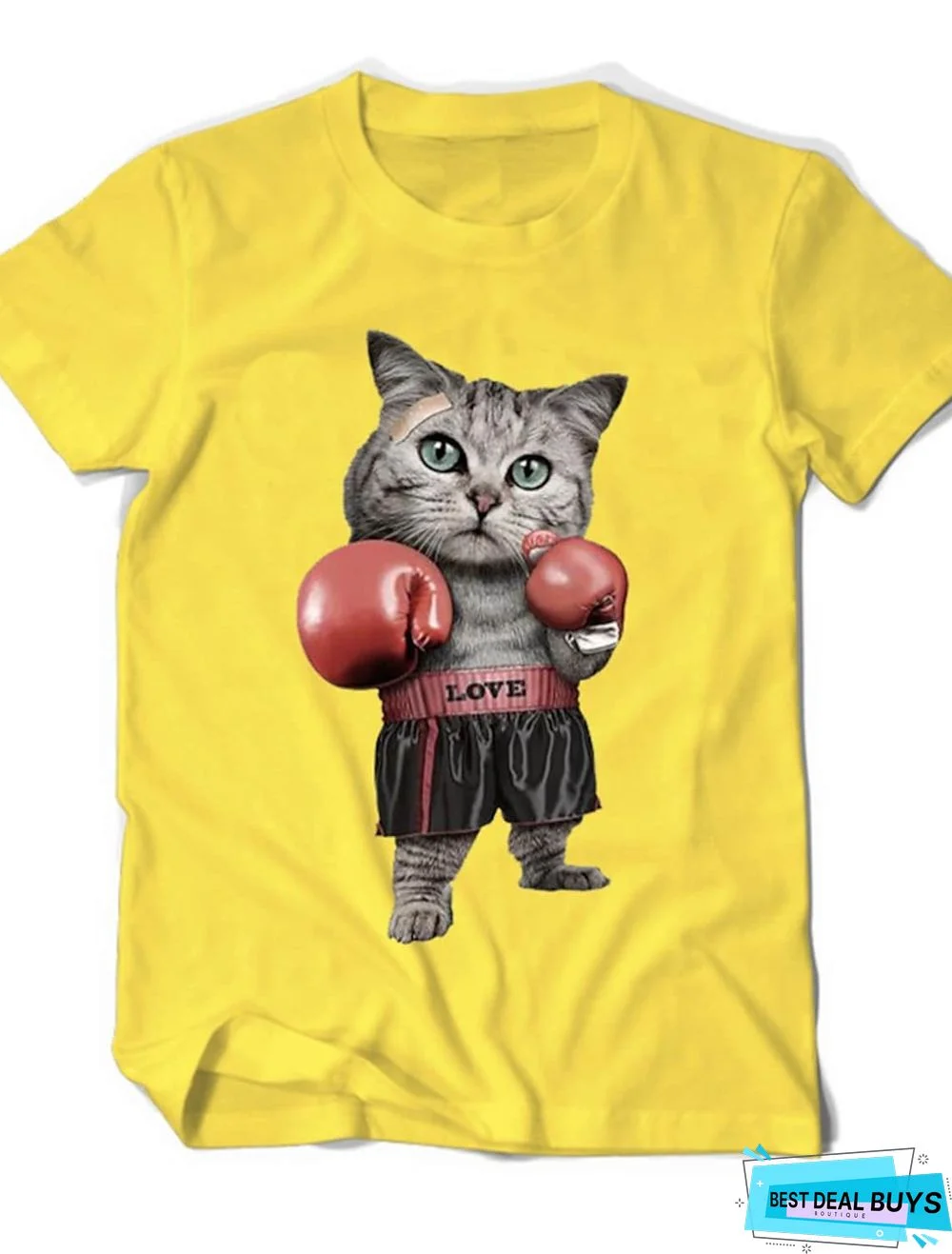 Men's Unisex Tee T-shirt 3D Print Cat Graphic Animal Print Short Sleeve Daily Tops 100% Cotton Basic Round Neck