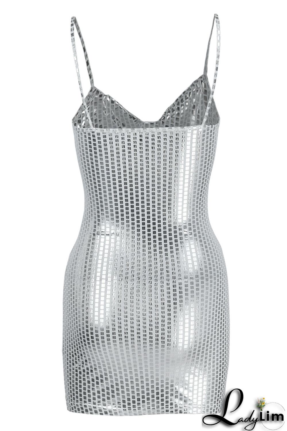 Khaki Sexy Backless Spaghetti Strap Sleeveless Club Dress For Vegas