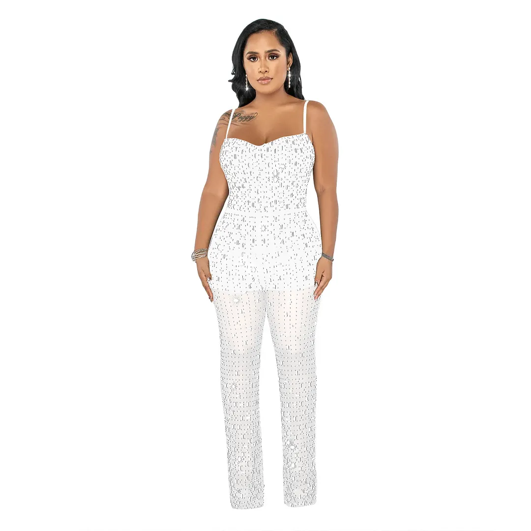 Churchf Churchf Fashion Women's Hot Diamond Mesh Gauze Sling Sleeveless Long
