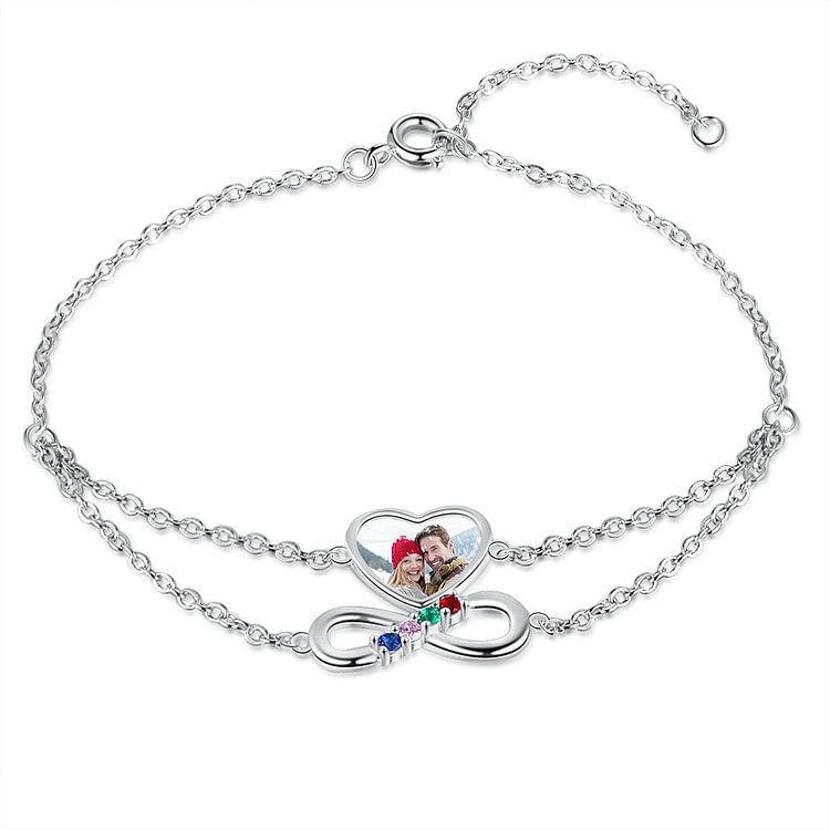 Photo Bracelet with 4 Birthstones