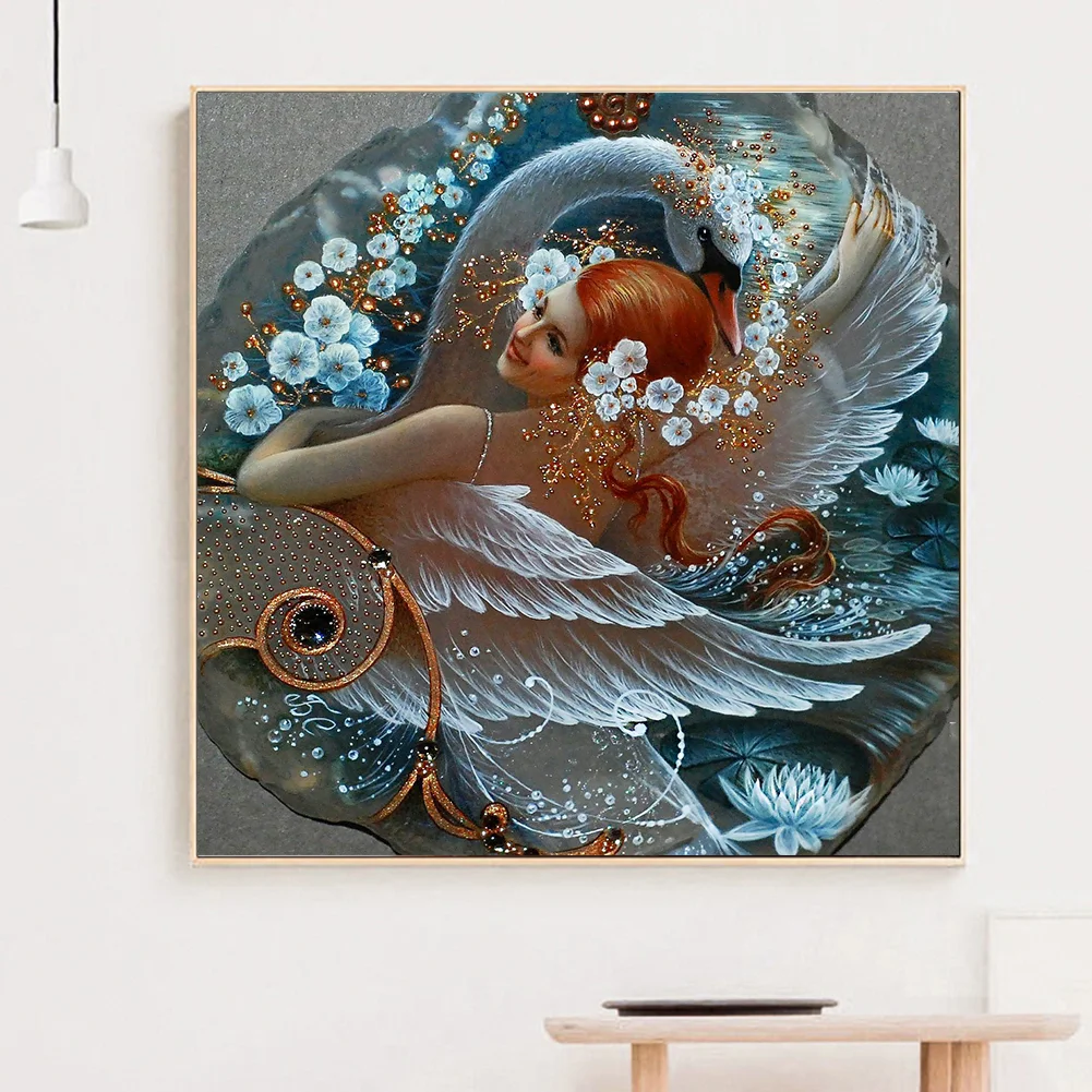 Diamond Painting - Full Round Drill - Girl Swan(30*30cm)