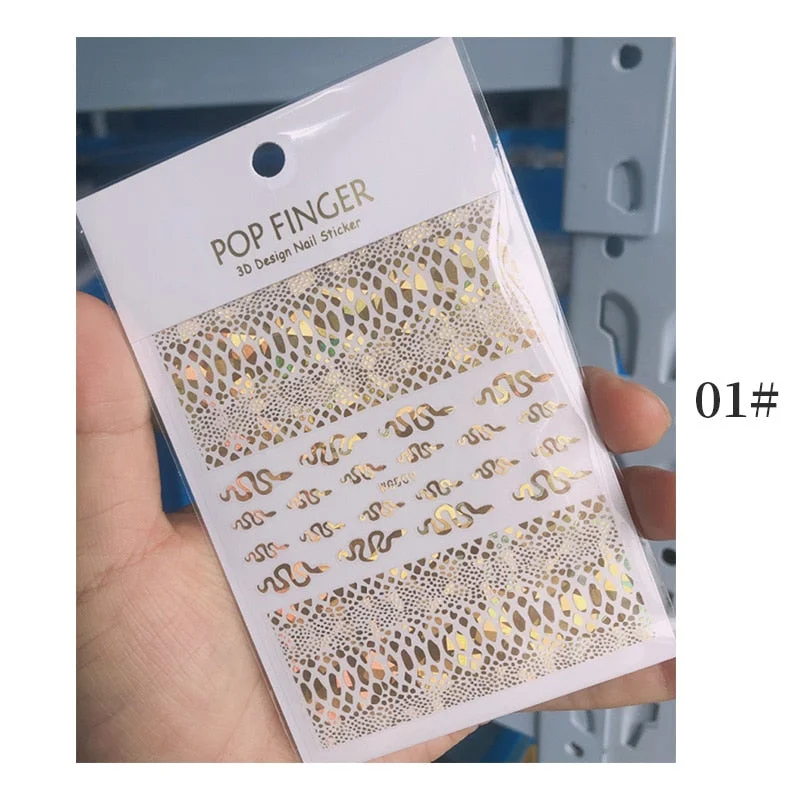 1 Sheet New Roman English Alphabet Number 3D Nail Stickers Christmas Animals iridescent Gold Silver Word Small Letters Nail