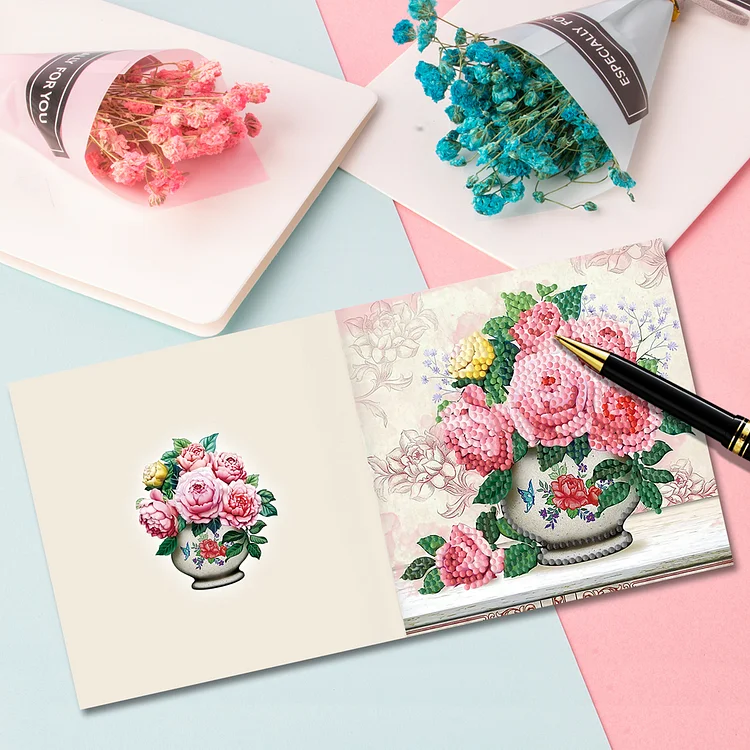 8pcs DIY Diamond Painting Greeting Cards Mosaic Thanks Birthday Postcards