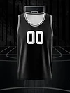 Customizable Polyester Basketball Tank Top, Breathable & Washable, Scoop Neck, Sleeveless, Knit Fabric, 210g/m&sup2;, for Sports & Casual Wear, Adult - Black & White