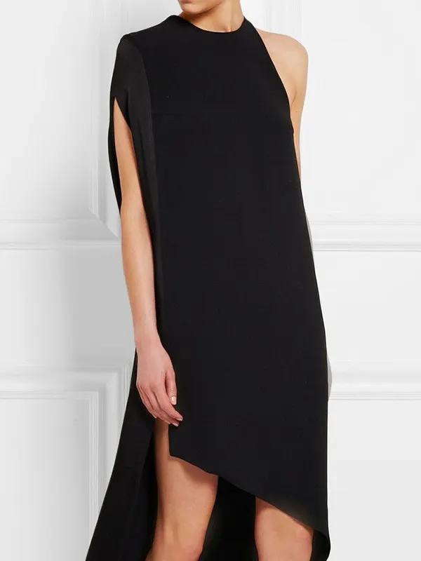Crotus Asymmetric Round Neck Chiffon Maxi Dress