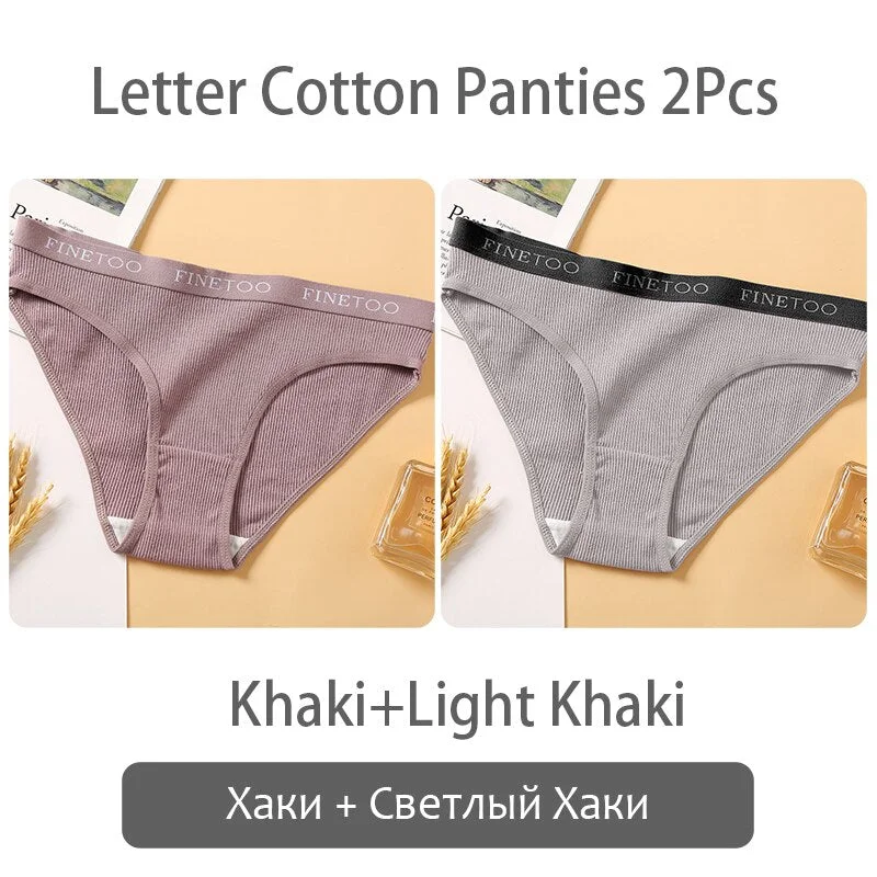 FINETOO New M-2XL Women Underpants Custom Letter Panties Breathable Cotton Underwear Ladies Briefs Casual Panty Female Lingerie