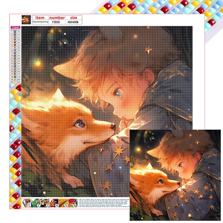 Full Square Diamond Painting - Little Boy And Fox 40*40CM